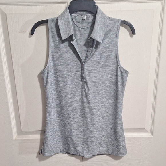 Under Armour Tops - Under Armour Heat Gear Sleeveless Polo Tank Top - S - Heather Gray